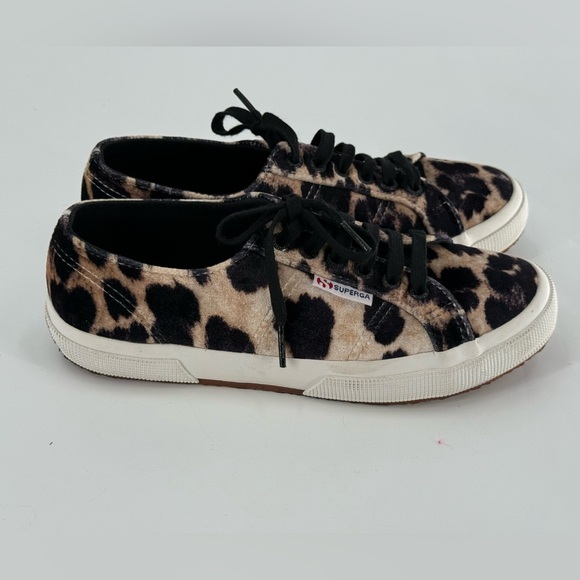 Superga Leopard Print Velvet Sneakers 8 - Picture 2 of 8